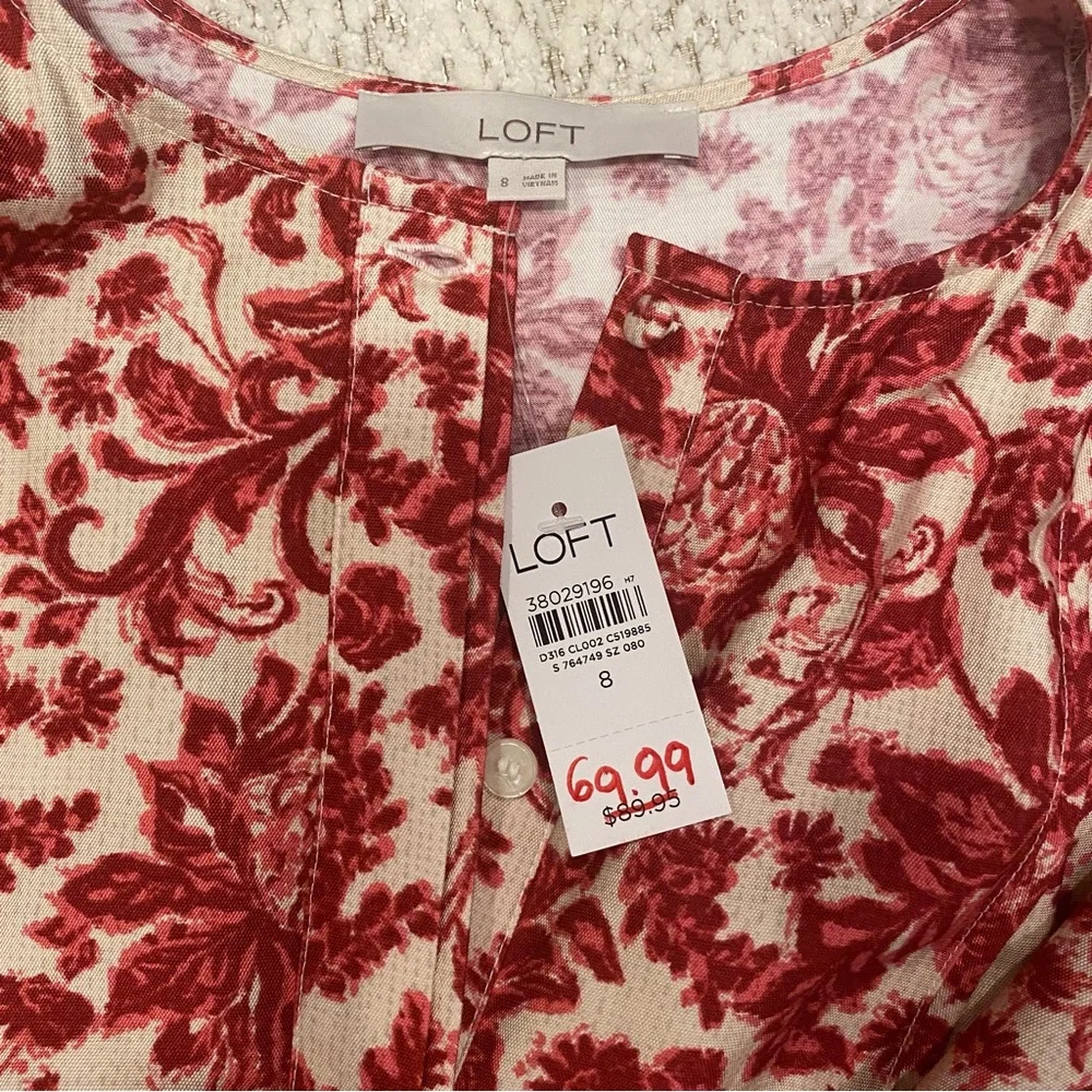 NWT LOFT Red and Cream Sundress - Picture 6 of 6